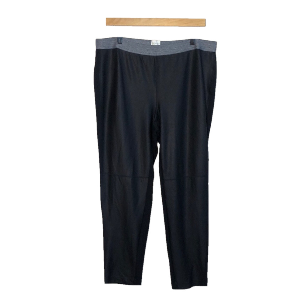 Zenergy by CHICO'S Women's 2X Black Mixed Media Yoga Pants Pull On Athleisure